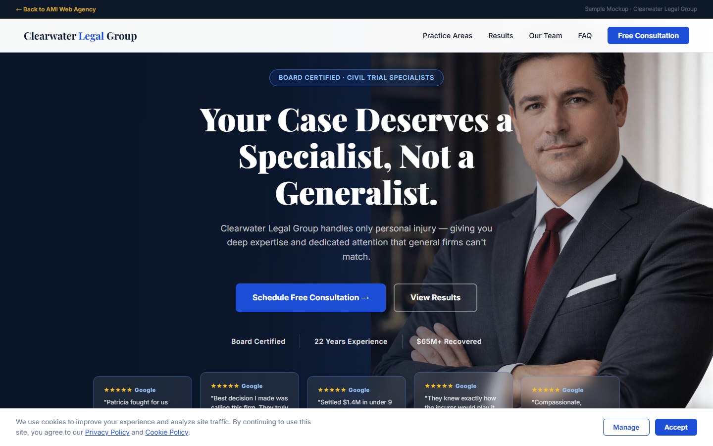Clearwater Legal Group website design preview