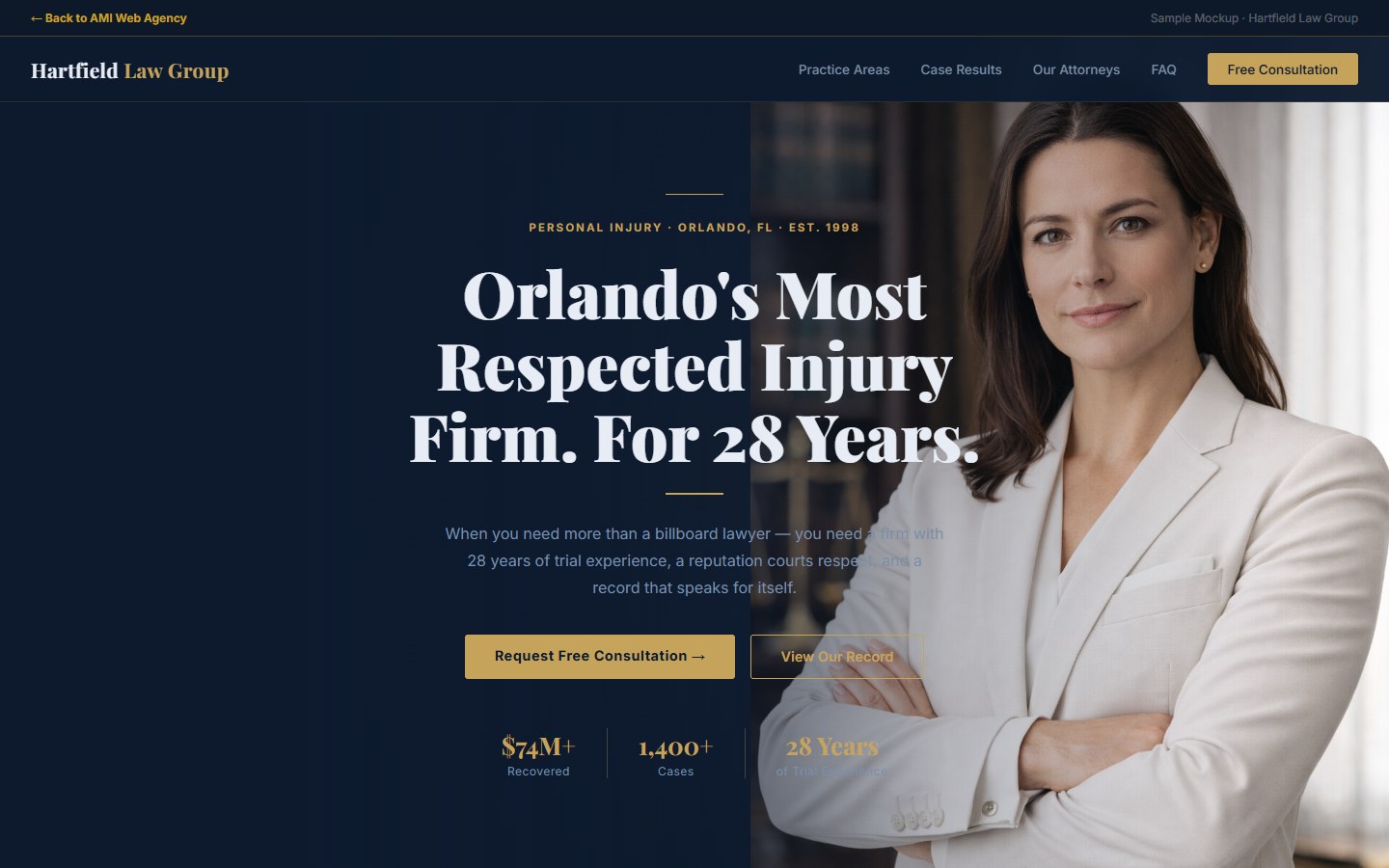 Hartfield Law website design preview