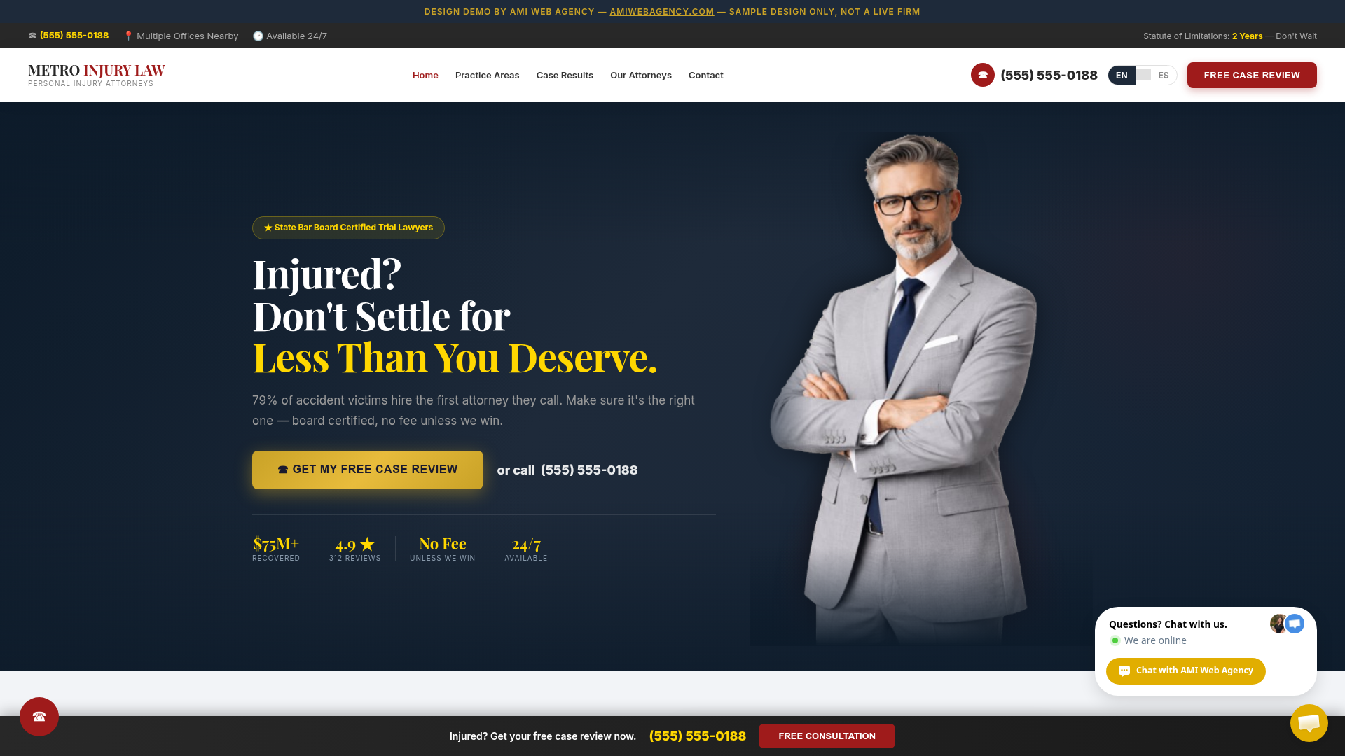 Metro Injury Law website design